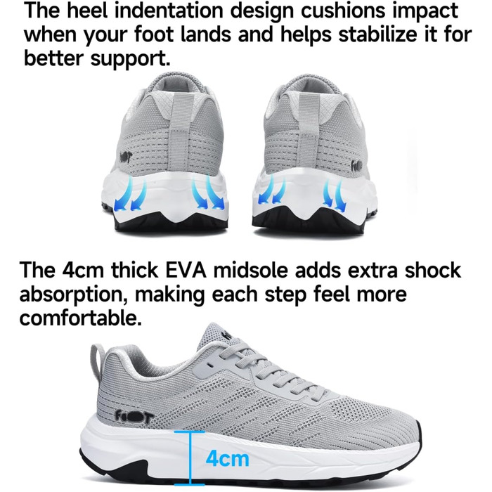 Кросівки для бігу широкі чоловічі/жіночі, зручні, дихаючі, спортивні, розмір 37-47 (41 EU, сірий)