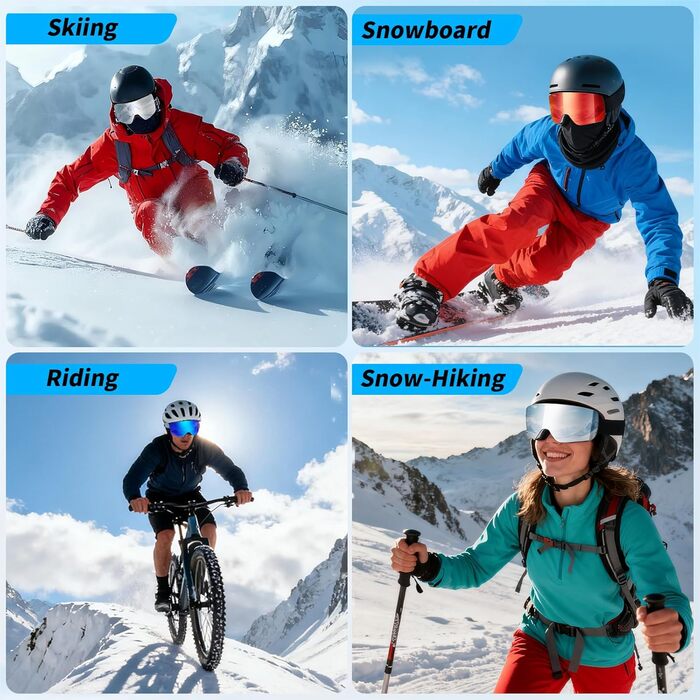 Скі-маска JQF Gear для унісекс YH227 з захистом від запотівання, анти-ковзаючим ремінцем, UV-захистом та регулюванням. Скі-окуляри для сноубордингу та катання на лижах, REVO покриття, червоно-чорний колір (VLT16%)