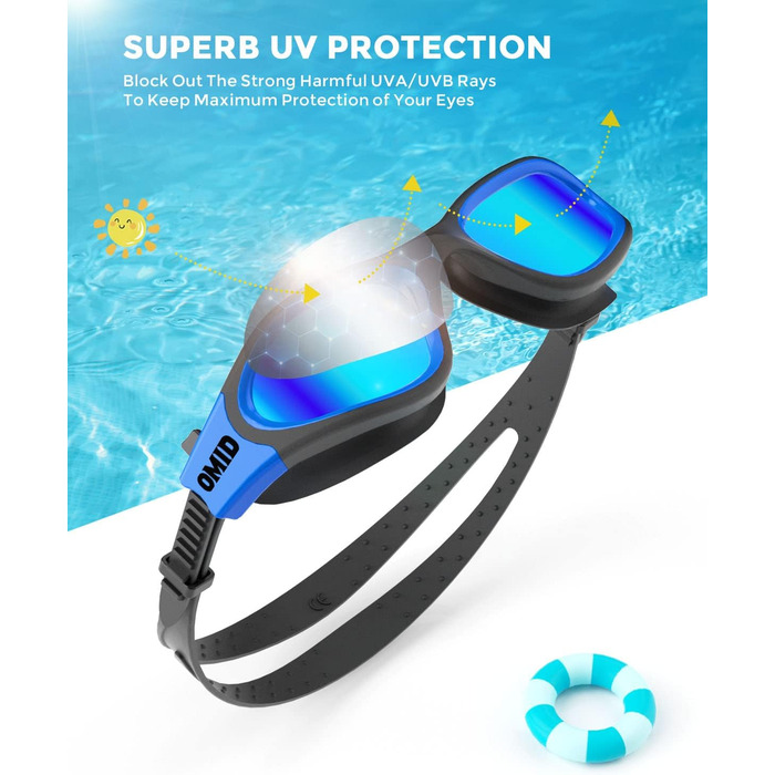 Дитячі окуляри для плавання OMID P2mini з поляризацією, блакитні (6-14 років)