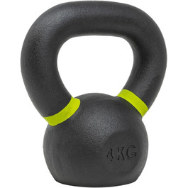 Гиря чавунна Strength Shop з ергономічною ручкою, 4-64 кг, надміцна, з кольоровим маркуванням ваги та чорним порошковим покриттям, для функціонального тренування всього тіла