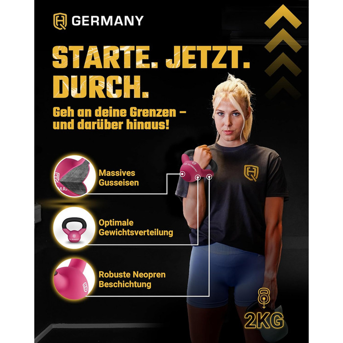 Гантель з неопрену HQ Germany® Vollguss 2-32кг | Комплекти для початківців | Точність ваги ±2,0%