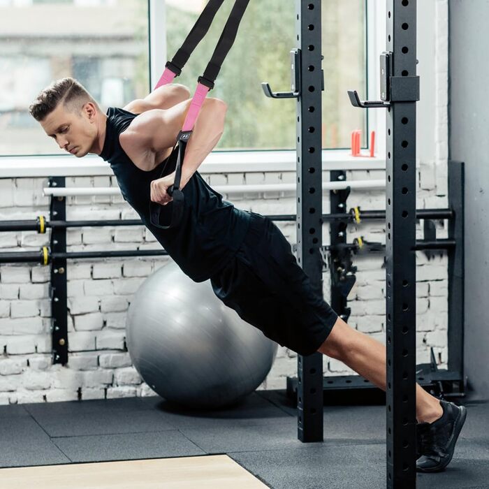 Слінг-тренажер для повного тіла для домашнього спортзалу. У комплекті: сумка-мішок та інструкція. Рожевий колір