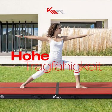 Надувний мат для гімнастики KM Fit Airtrack 10 см, 3/4/5 м, з електричною помпою, сумкою та ремкомплектом, UV-захист, для тренувань і фітнесу