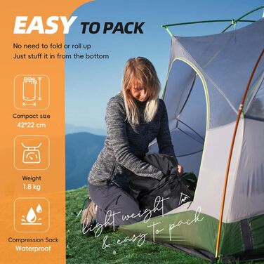 Сплячі мішки MEREZA XL для чоловіків та жінок. Великий, широкий спальний мішок для кемпінгу. Теплі спальні мішки для дорослих великих розмірів з компресійним мішком. Підходять для холодної погоди (пильно-блакитний)