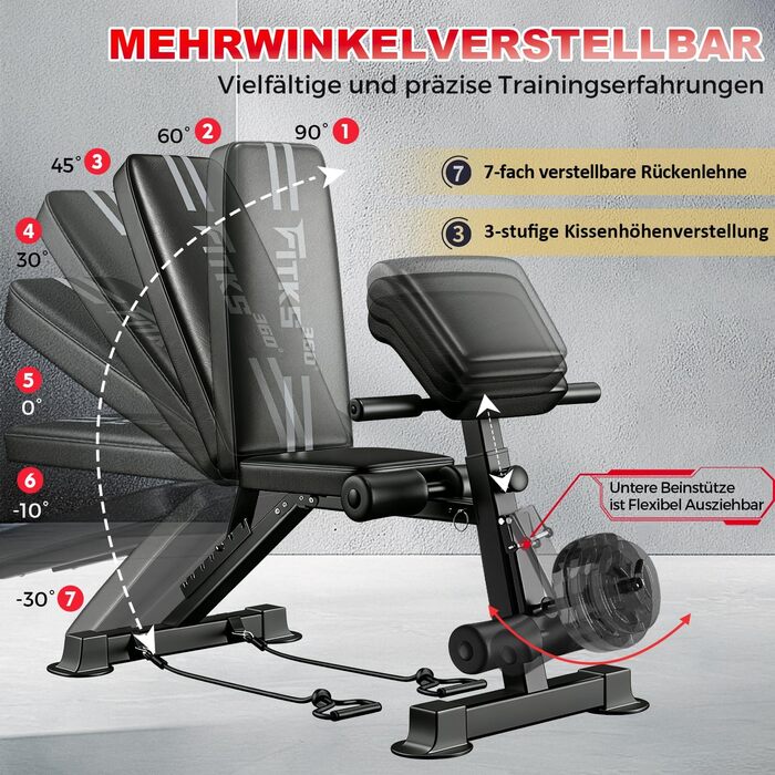 Багатофункціональна розкладна лава для гантелей 13 в 1, регульована фітнес-лава для дому, тренажер для вправ на прес та всього тіла, витримує до 400 кг