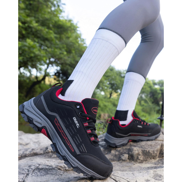 Черевики для хайкінгу/туризму (чоловічі/жіночі), водонепроникні, легкі, розмір 37-46 EU, чорно-червоні