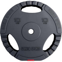 Диски для гантелей GORILLA SPORTS, набір і окремо, 1,25-30 кг, полімер, 30/31 мм, Tri-Grip