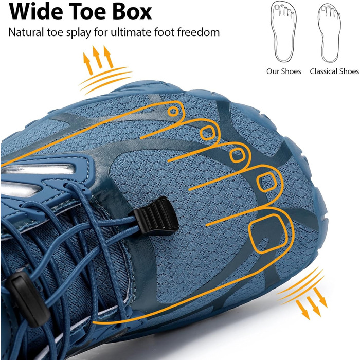 Чоловічі босі кросівки з широкою передньою частиною, Zero Drop, мінімалістичні для воркауту, крос-тренінгу, ходьби, хайкінгу, води, важкої атлетики, босі кросівки (47 EU, Синій)