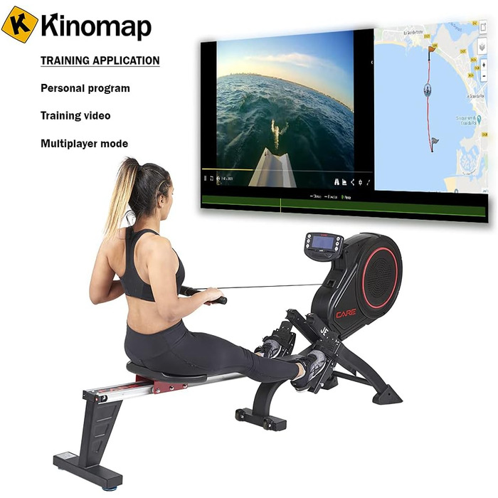 Гребний тренажер Care Fitness Jet 600-2 Care Connect, складаний, чорний, універсальний розмір