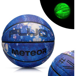 Світний баскетбольний м'яч meteor №7, флуоресцентний, м'який, для тренувань, світиться в темряві, синьо-білий, для дітей та підлітків