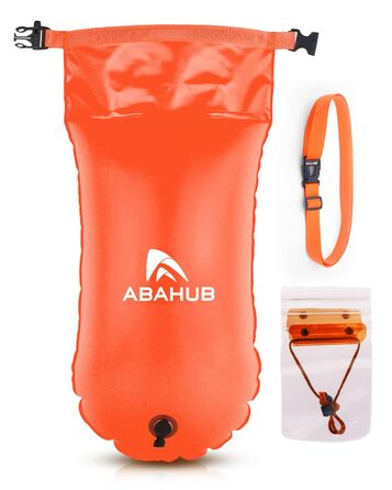 Гідробуй Abahub з гермомешком для відкритих водойм 28Л, надувна водонепроникна буя-поплавець з сигнальним свистком для плавців (помаранчевий)