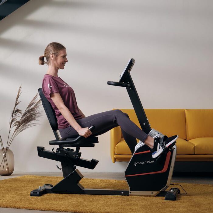 Фитнес-велотренажер SportPlus Liegeheimtrainer - ергометр з магнітною системою опору, LCD-дисплеєм та вимірюванням пульсу, до 150 кг