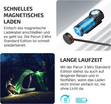 OLIGHT Perun 3 Mini - ліхтар налобний LED акумуляторний, 920 люмен, HCRI, 8 режимів, IPX8, для активного відпочинку, риболовлі, чорний