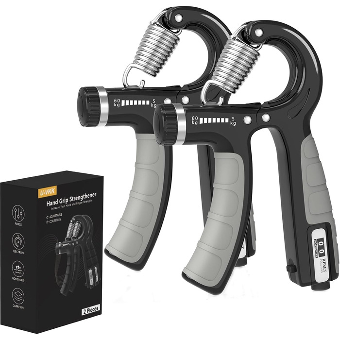 Набір для тренування зап'ястя 2 шт. Handtrainer, 5-60 кг, для спортсменів та реабілітації, FC0101 (темно-сірий)