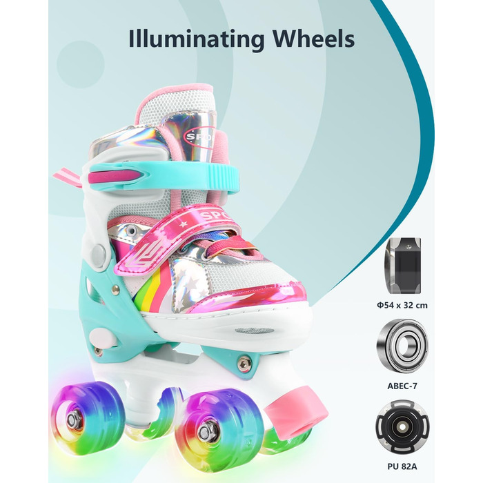 Дитячі ролики Ceestyle Verstellbare з регульованим розміром, світлові колеса, для хлопчиків та дівчаток, розмір 27-37 (4 розміри), рожеві
