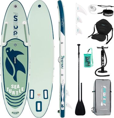 Надувна SUP-дошка FunWater SEA TURTLE для дорослих з аксесуарами: регульоване весло, насос, рюкзак, ремінець, водонепроникна сумка