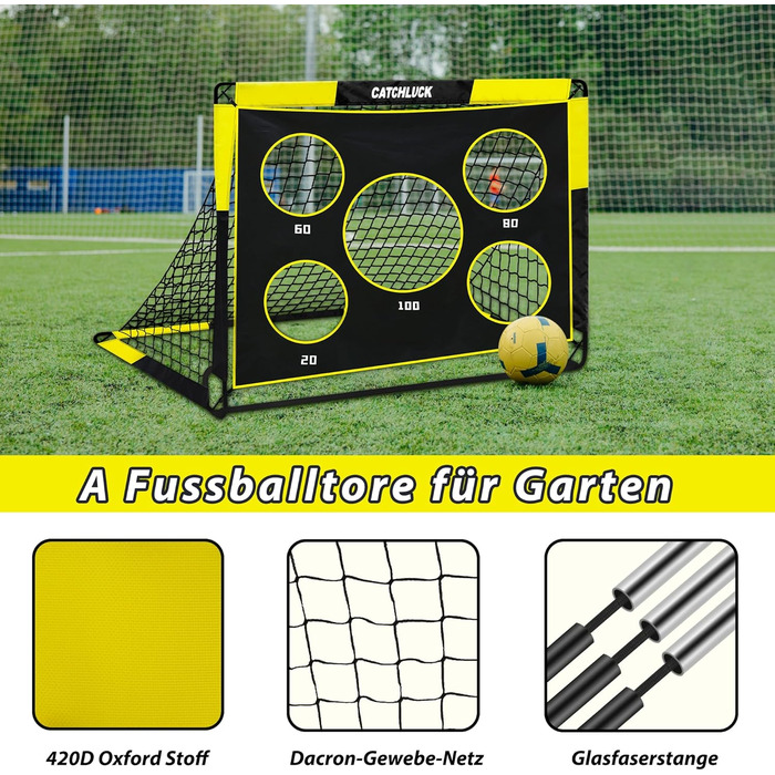 Дитячі футбольні ворота для саду 2 в 1 Pop Up, з лункою та сумкою, 120x90x90, жовтий