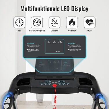 Біговий тренажер NOVONOVA для дому, складаний, Walking Pad, 12 км/год, з LED-дисплеєм, міні-біговий тренажер з ручками, тихий біговий тренажер з великою біговою поверхнею, підставка для пляшок, професійний біговий тренажер для офісу