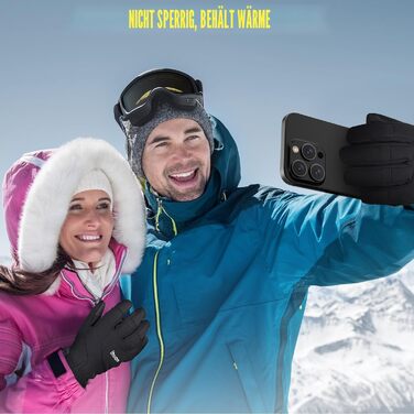 Зимові рукавички для катання на лижах та велосипеді, водонепроникні, теплі, чорні, для чоловіків та жінок