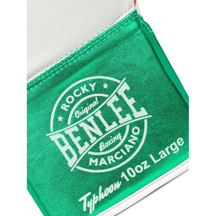 Боксерські рукавички BenLee Typhoon з натуральної шкіри (10 oz, білі/зелені/червоні)