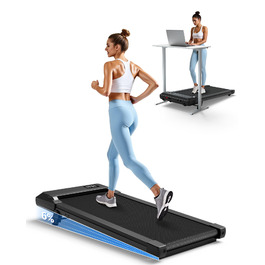 Бігова доріжка DeerRun Walking Pad під стіл з ухилом 6%, для дому та офісу, компактна, з додатком, пультом та LED-дисплеєм, до 136 кг, чорна глянцева