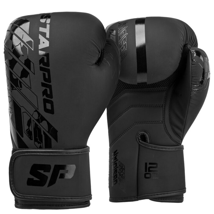 Боксерські рукавички Starpro Mattschwarz 12oz – Штучна шкіра для тренувань, спарингу та кікбоксингу (чоловічі/жіночі)