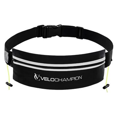 Пояс для стартового номера VeloChampion світловідбиваючий з кишенею для бігу, марафону, тріатлону, велоспорту (Чорний)