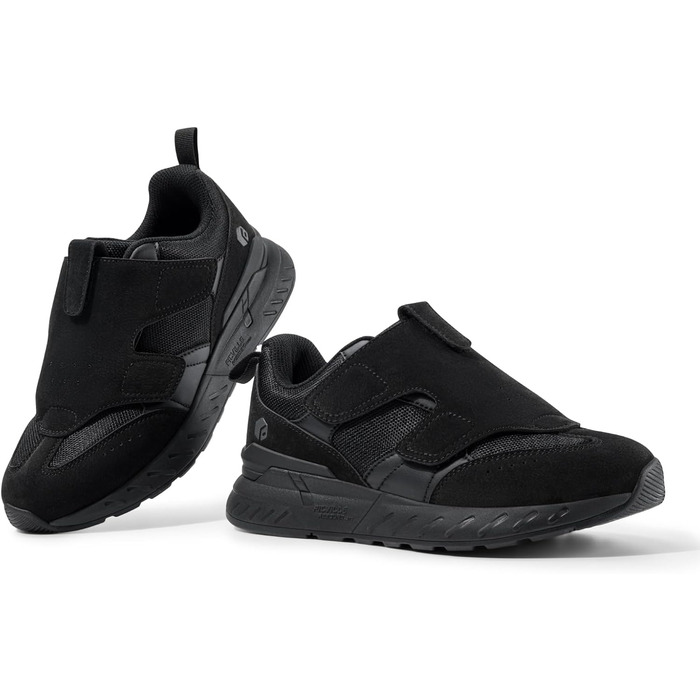 Кросівки для ходьби та бігу FitVille для чоловіків, широкі, спортивні, з клямками, зручні для широкої стопи, ортопедичні, неслизькі, для фітнесу та джогінгу (43 EU, чорний)