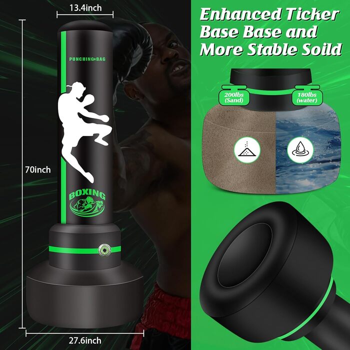Боксерський мішок на стійці 70'' з рукавичками для дорослих, підлітків та дітей. Ідеально для боксу, кікбоксингу, MMA, муай-тай, таеквондо та фітнесу.