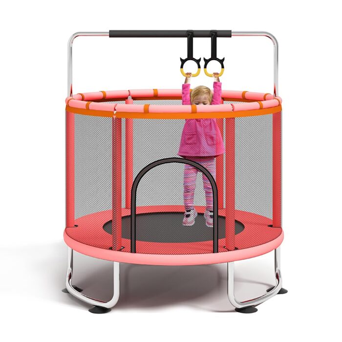 Трамплін для малюків 1,5 м з сіткою безпеки, баскетбольним кільцем, м'ячем, червоний