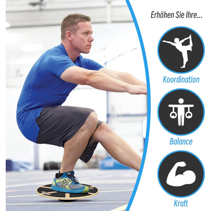 Дерев'яна баланс-дошка з неслизьким основанням, 40 см з ручками для вправ, для дорослих (чорна)