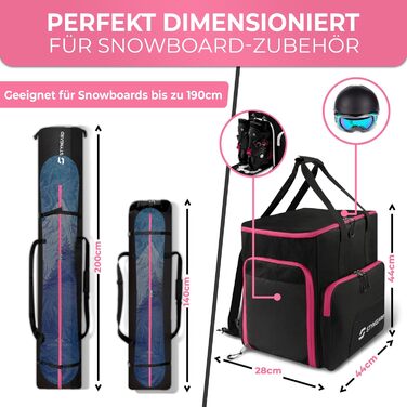 Чохол для сноуборду STYNGARD Calgary з сумкою для черевиків (140-190 см) - чорно-рожевий