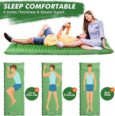 Каремат самонадувний HiiPeak Isomatte 12 см, зелений. Легкий, компактний, з інтегрованими подушками. Ідеальний для кемпінгу та відпочинку на природі.