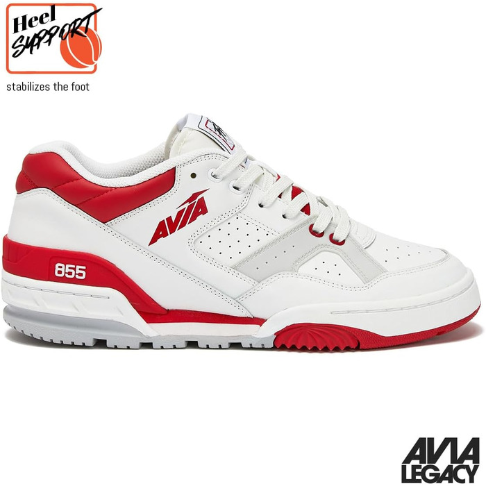 Баскетбольні кросівки Avia 855 чоловічі низькі, ретро стиль, для залу та вулиці, розмір 7-15 (44/46 EU), біло-червоні