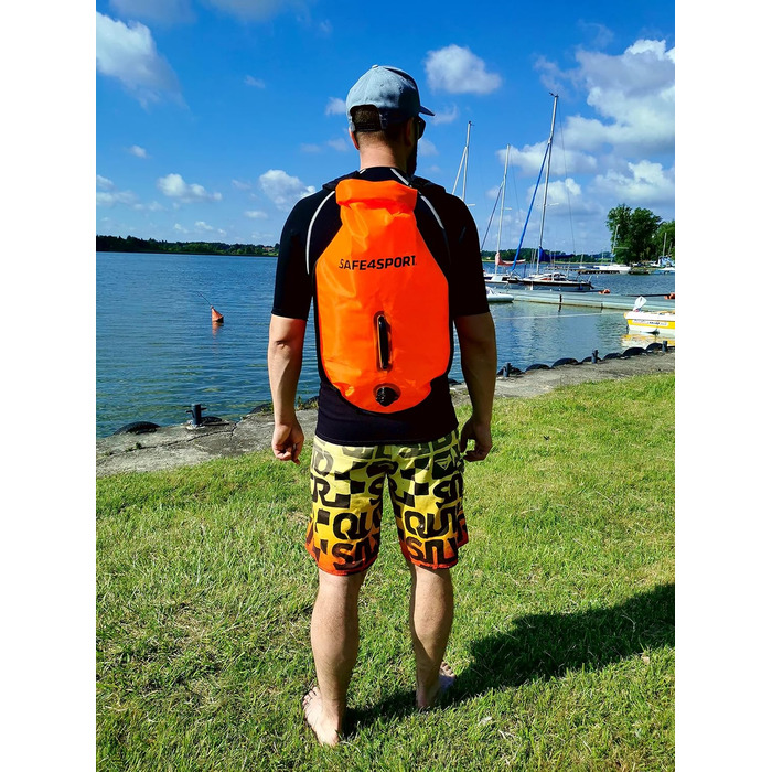 Надувна безпекова буя для плавання SAFE4SPORT RunSwimmer 3в1: водонепроникний рюкзак та гермосумка на 28л для триатлону