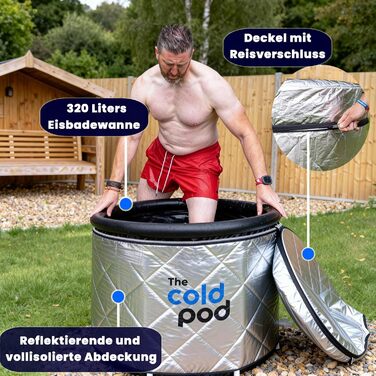 Ейсбад Тонне для атлетів з криотерапією, портативна ванна для льоду, Cold Pod, 75 см, з кришкою