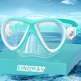 Маска для плавання Findway для дітей (хлопчиків та дівчаток) з панорамним оглядом 180°, регульованим силіконовим ремінцем, анти-протікаюча, для віку 3-14 років, A9-Aqua
