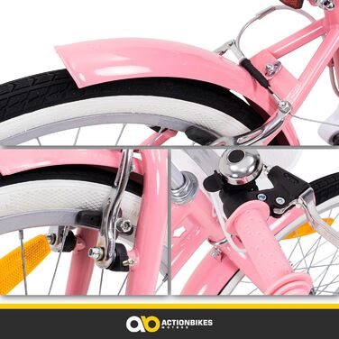 Дитяче велосипед Actionbikes 16/18/20/24 дюйми - V-Brake гальма, захистники, для дітей 4-12 років (дівчатка та хлопчики)