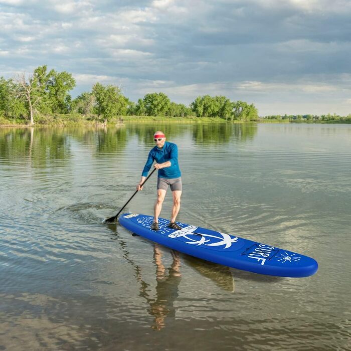 Надувна SUP-дошка GYMAX 297x76x16 см, комплект: весло, насос, рюкзак, страховочний шнур, ремонтний набір, нековзна поверхня, для серфінгу та веслування