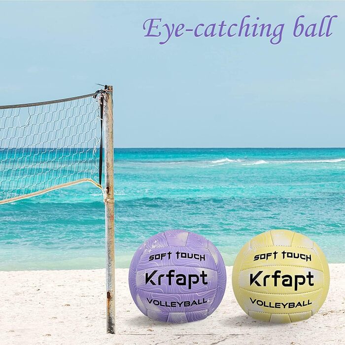 Волейбольний м'яч Krfapt 5 розміру, офіційний, Soft Touch – для тренувань та гри на вулиці/в приміщенні, водонепроникний, з дизайном Ripples (Blue/Purple/Pink)