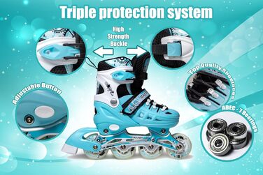 Дитячі ролики-коліщатка з підсвічуванням, чорно-білі (М'ятний, L)