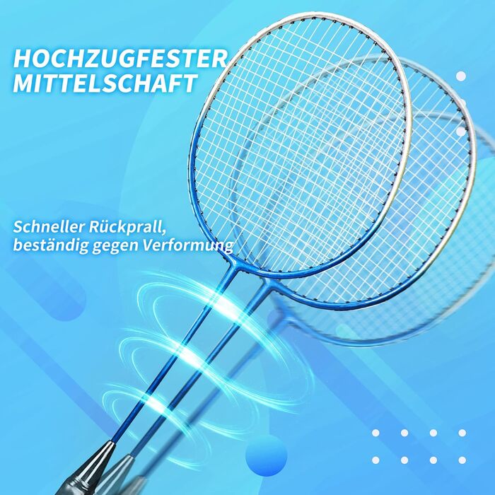 Набір для бадмінтону (2 або 4 ракетки), 2 або 4 волани, сумка, червоно-синій (4 шт.)