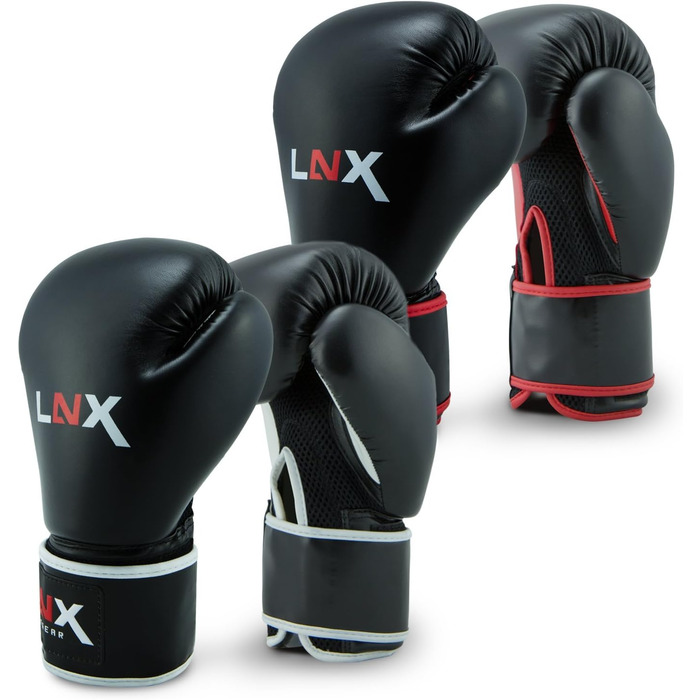 Боксерські рукавички LNX Pro Fight Evo 10 oz, чорні/червоні, для боксу та кікбоксингу