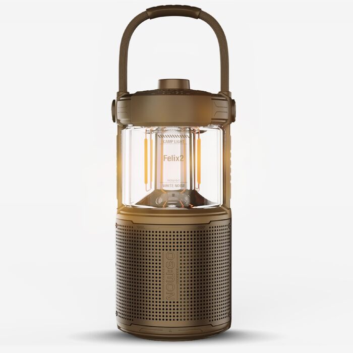 Ліхтар кемпінговий LED Felix 2 з Bluetooth колонкою, водонепроникний IPX7, 24 год роботи, USB зарядка, 20W, коричневий
