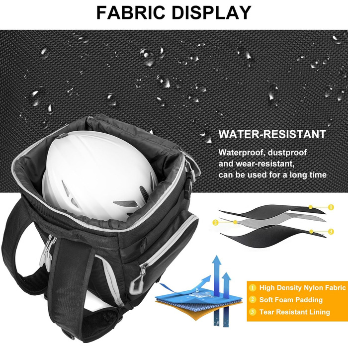 Чохол для лижних черевиків з відділенням для шолома, 65L туристичний рюкзак для лиж, водонепроникний мішок для лиж, сноуборду, лижного спорядження (чорний)
