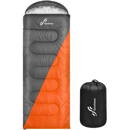 Сплячий мішок Outdoor Sportneer для кемпінгу: 3-4 сезонний літній спальний мішок, зимовий, компактний, легкий, для дорослих, 220x75 см, оранжево-сірий