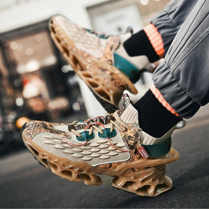 Чоловічі бігові кросівки для вулиці: легкі, зручні, дихаючі, з антиковзкою підошвою. Ідеальні для спорту, фітнесу, джогінгу. Білий колір (41.5 EU, світло-коричневий)