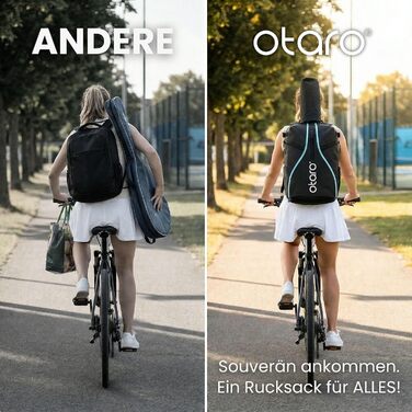 Рюкзак для тенісу Otaro з відділенням для взуття, ноутбука та термо-відділенням для ракеток, 42л, Чоловічий/Жіночий, з кишенями для води та м'ячів, з дощовиком та мішком для брудної білизни - Чорно-Синій