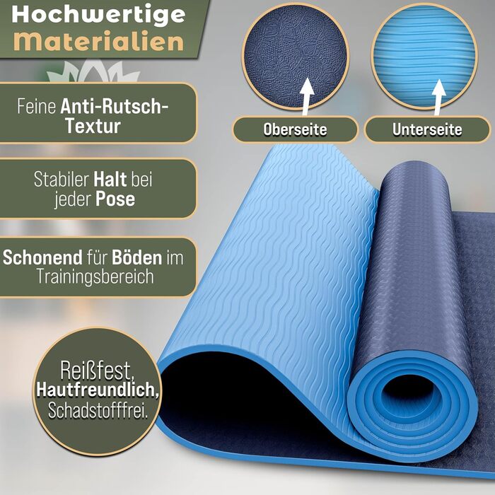 Йога мат RE:SPORT без фталатів, 183x61x0.6 см, Navy/Light Blue