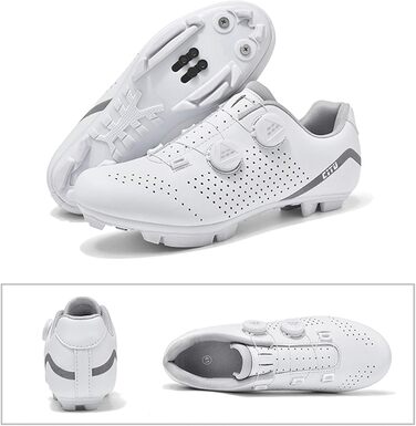 Чоловічі та жіночі велотуфлі для гірського велосипеда, дихаючі, сумісні з педалями Shimano SPD 2-болти, MTB, Outdoor, 41 EU, Білий